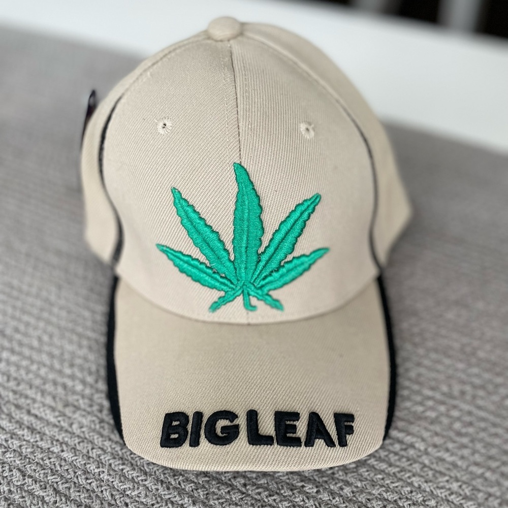 Big Leaf Tan Canvas Baseball Hat Weed Pot Maryjane